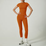 Yoga Clothes Women's Two-piece Round Neck Short Sleeve Tight Trousers