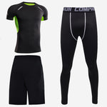 Sports short-sleeved men's short-sleeved body suit three-piece suit
