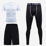 Sports short-sleeved men's short-sleeved body suit three-piece suit