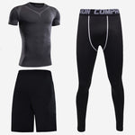 Sports short-sleeved men's short-sleeved body suit three-piece suit