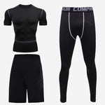 Sports short-sleeved men's short-sleeved body suit three-piece suit