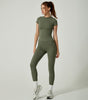 Yoga Clothes Women's Two-piece Round Neck Short Sleeve Tight Trousers