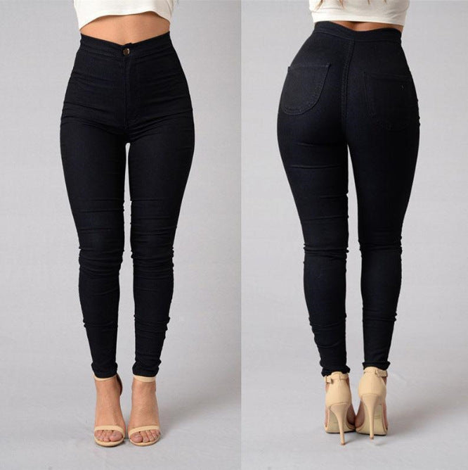 Pantalon décontracté pour femmes, taille haute, extensible, slim, jean skinny