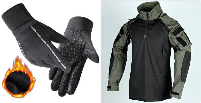 Outdoor gloves for men and women all fingers plus velvet gloves