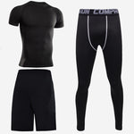 Sports short-sleeved men's short-sleeved body suit three-piece suit