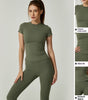 Yoga Clothes Women's Two-piece Round Neck Short Sleeve Tight Trousers