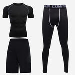 Sports short-sleeved men's short-sleeved body suit three-piece suit