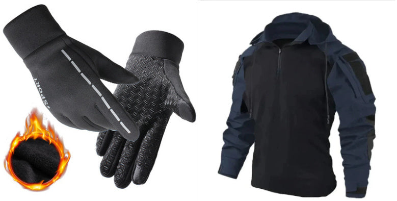 Outdoor gloves for men and women all fingers plus velvet gloves