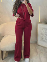 CasualFlow Short-Sleeve Top & Wide-Leg Pants