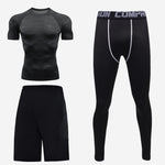 Sports short-sleeved men's short-sleeved body suit three-piece suit