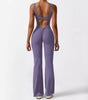Women Sleeveless Flare Jumpsuits Fitness Yoga Long Pants