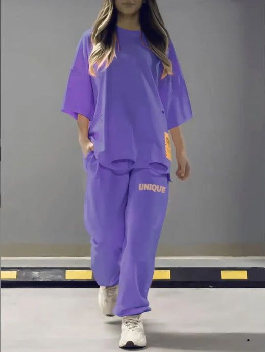 BoldCut Oversized Crew-Neck Top & Jogger Pants