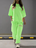 BoldCut Oversized Crew-Neck Top & Jogger Pants