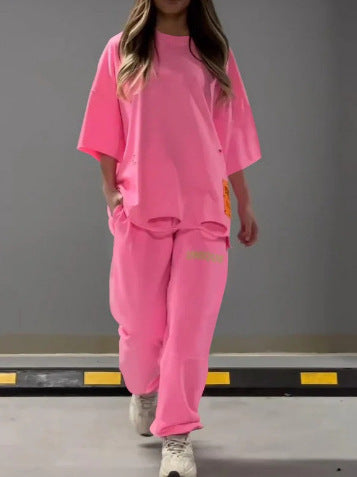 BoldCut Oversized Crew-Neck Top & Jogger Pants