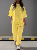 BoldCut Oversized Crew-Neck Top & Jogger Pants
