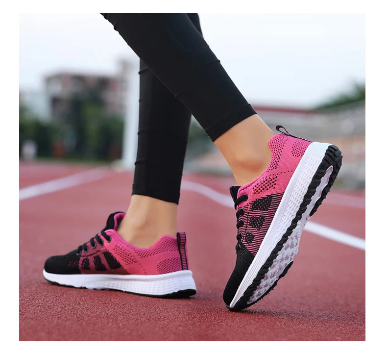 Women’s Breathable Mesh Lace-Up Platform Sneakers – Casual Walking & Tennis Shoes