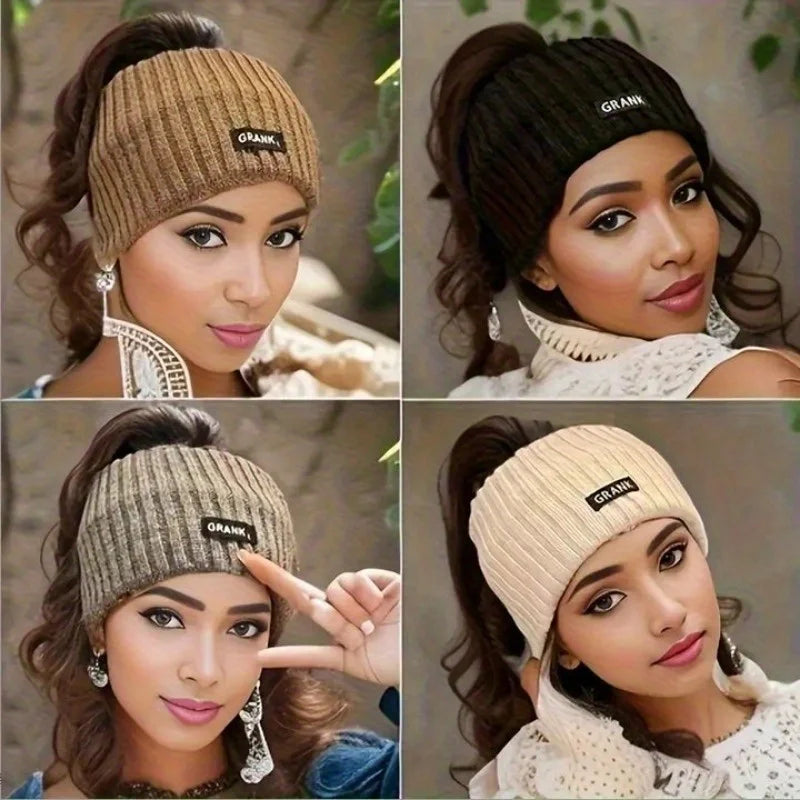 Women's Winter Knitted Wide Headband - Warm, Elastic Hair Wrap for Sports & Punk Style Accessories