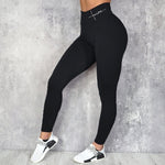 Hip-Lifting Waist Letter Print Stretch Leggings