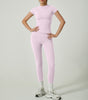 Yoga Clothes Women's Two-piece Round Neck Short Sleeve Tight Trousers